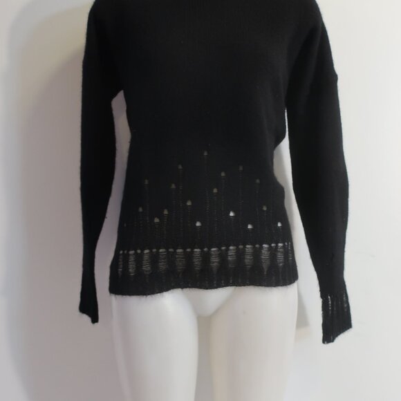 Womens Skull Cashmere Black Distressed Sweater S - Picture 4 of 9